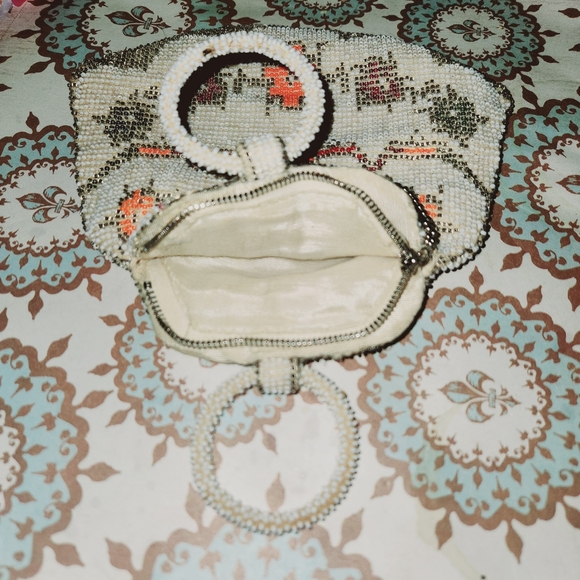 Vintage 30s Art Deco Glass Seed Bead Finger  Handbag Clutch - Picture 3 of 5